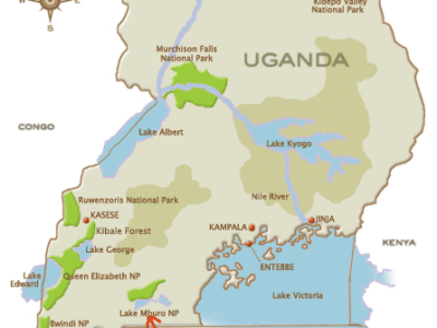 map of uganda showing 10 uganda national parks