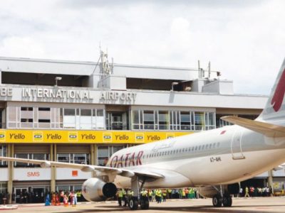 Qatar Airways plane at Entebbe International Airport Entebbe Airport to open on October 01