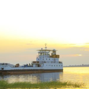 Photograph showing the MV Kalangala ferry sailing on Lake Victoria