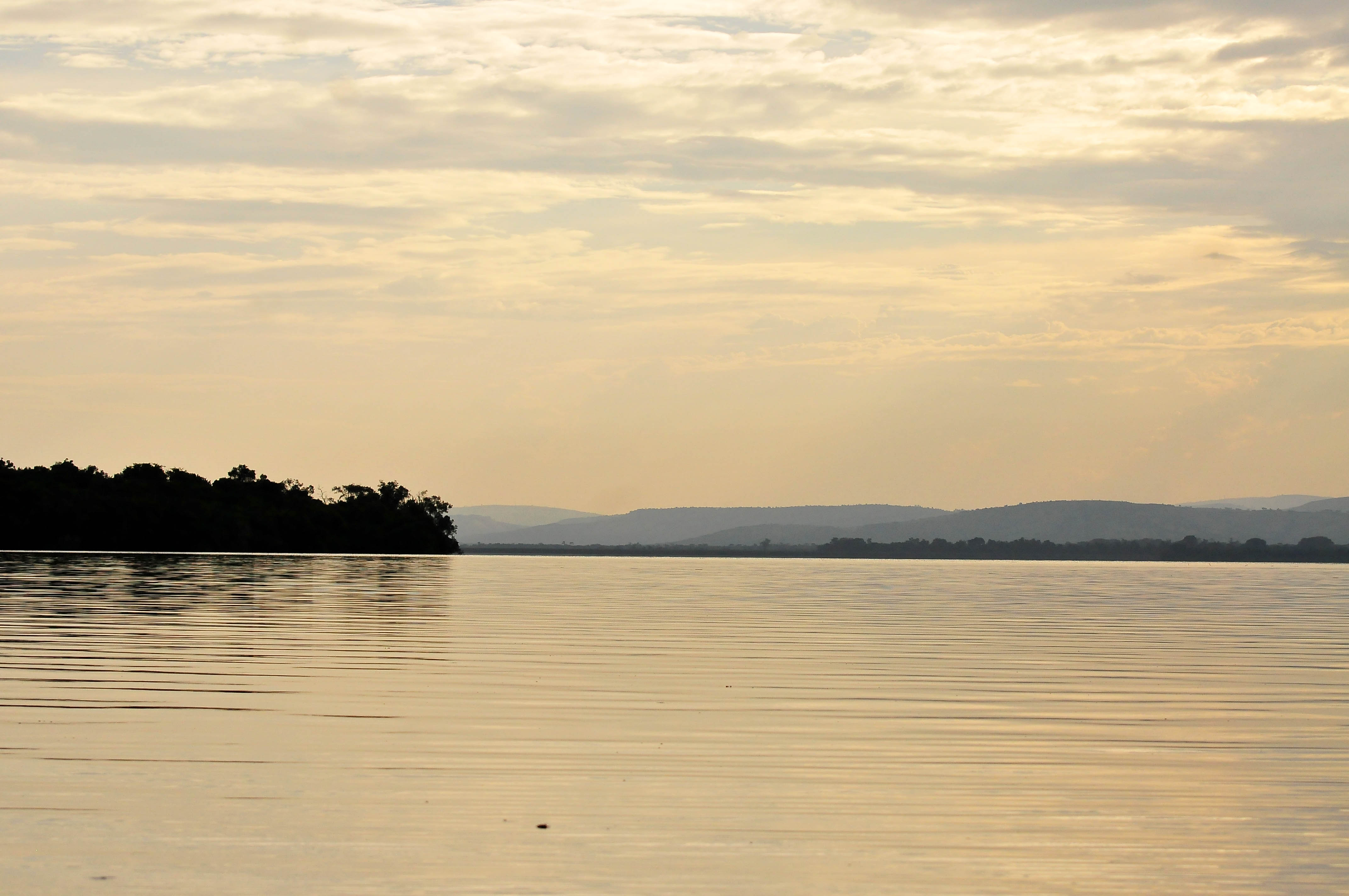 A photograph of Lake Mburo taken during a sunset boat cruise in Western Uganda