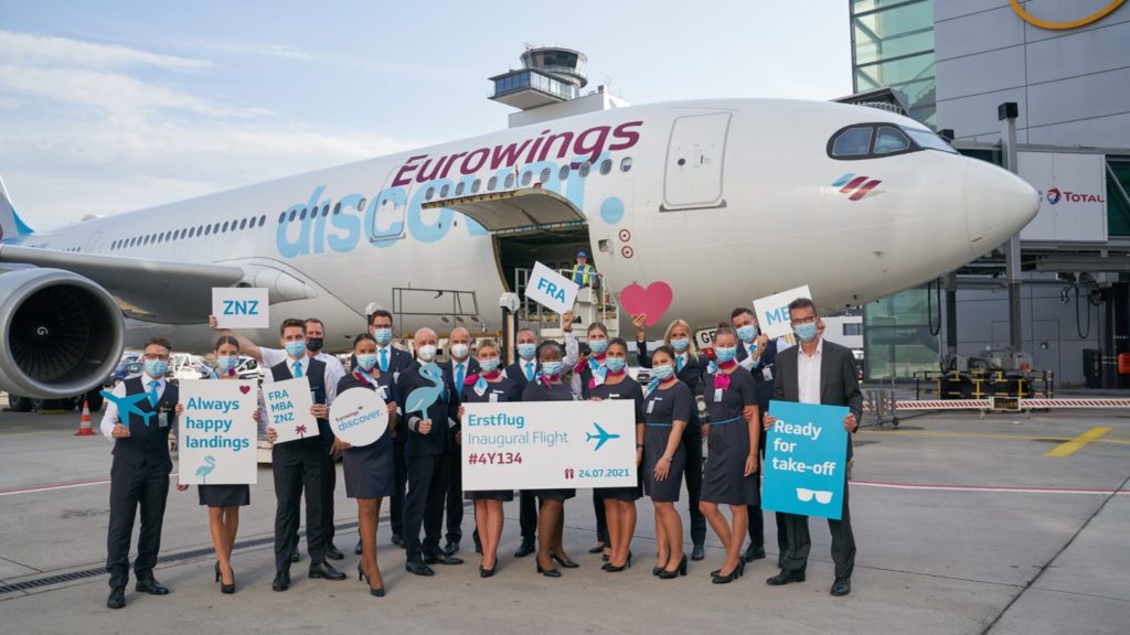 Eurowings Discover operated an Airbus A330-200 to Zanzibar on for its inaugural flight Photo by Lufthansa Group