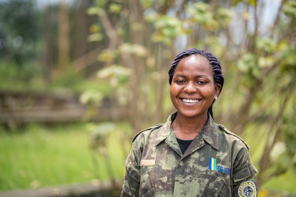 Angelique Nikuze, a tracker at Volcanoes Park Volcanoes National Park Rwanda