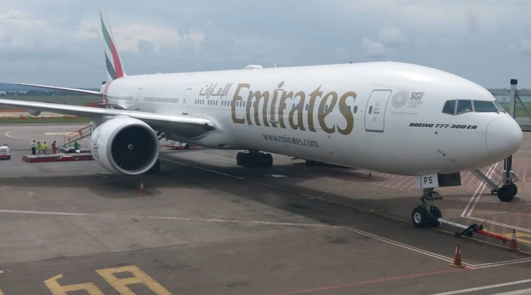 Emirates Airlines aircraft at Entebbe Airport