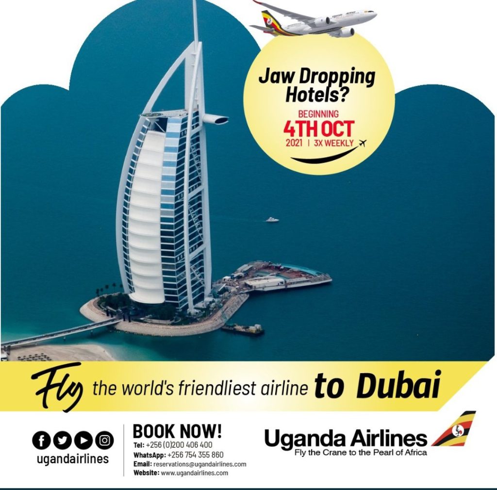 Flights from Entebbe EBB to Dubai on Uganda Airlines 