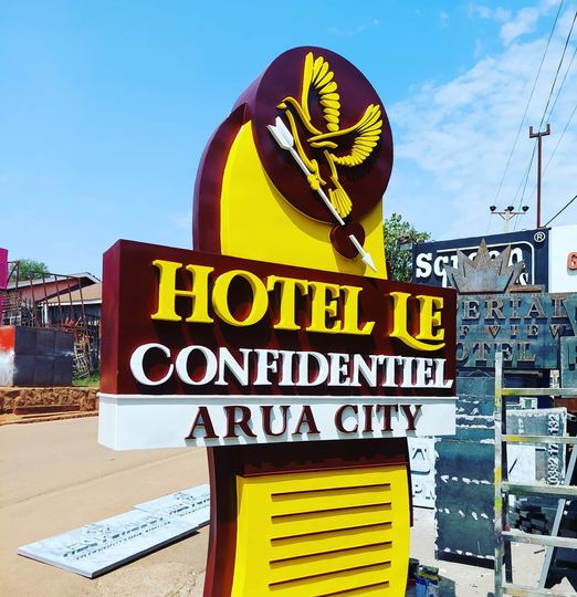 Hotel Le Confidential Arua City Uganda 3D Metal Pylon Sign by Screen Graphics Ltd