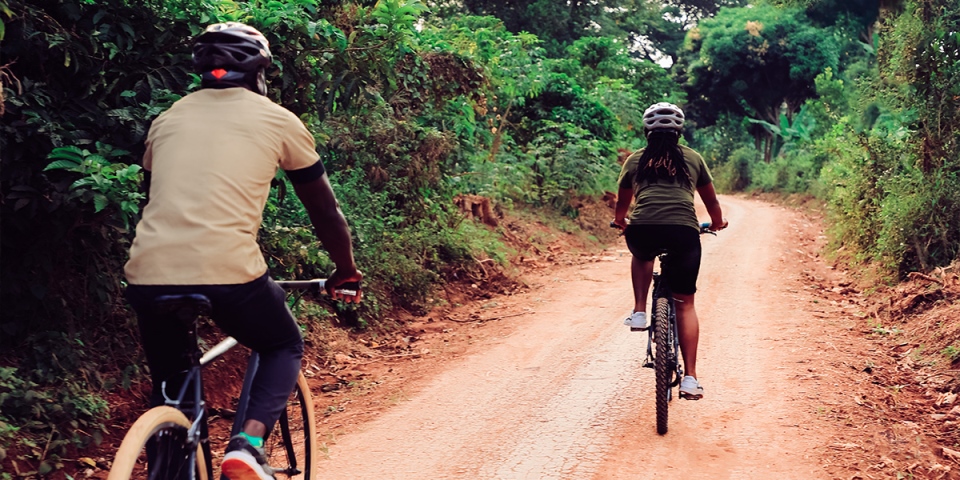 Guests on Cycling Activity Photo Divine Resort and Spa Resort Mukono Hotel Mpatta Peninsula Lake Victoria Uganda Central Region