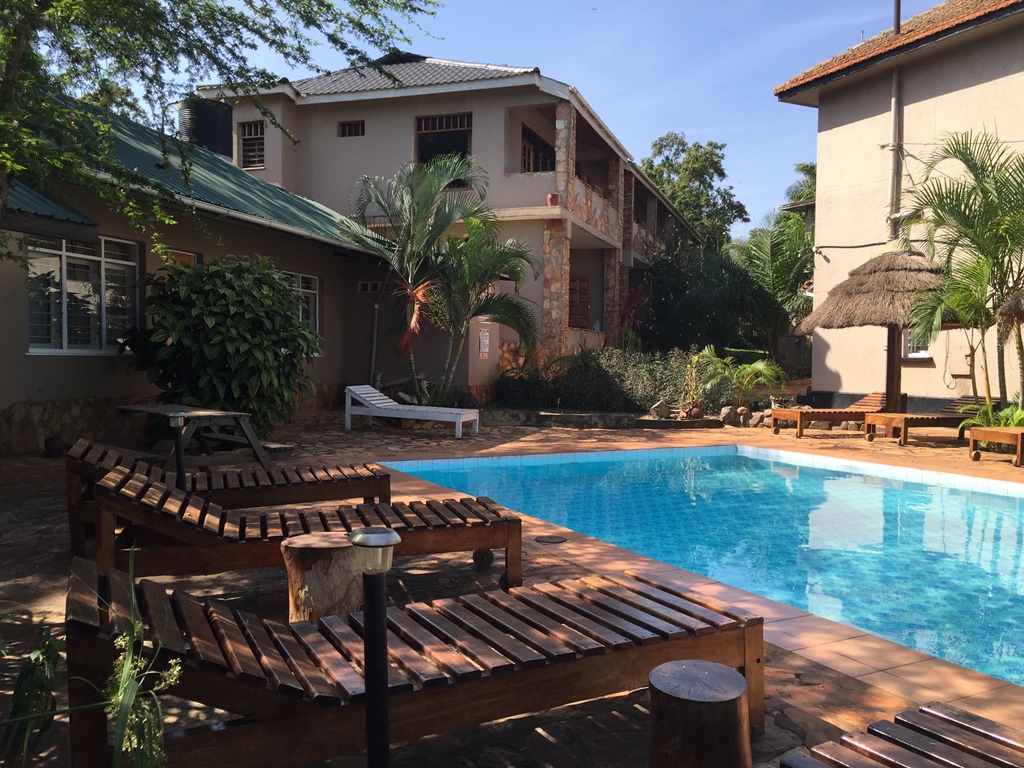 Swimming pool chairs photo Surjios Guesthouse Jinja, Uganda Eastern Region