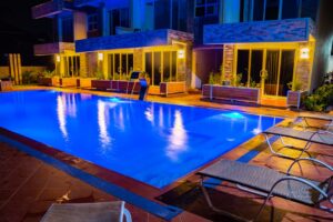 Property Exterior night Photo showing the pool view Kisa Apartments Jinja, Uganda Central Region