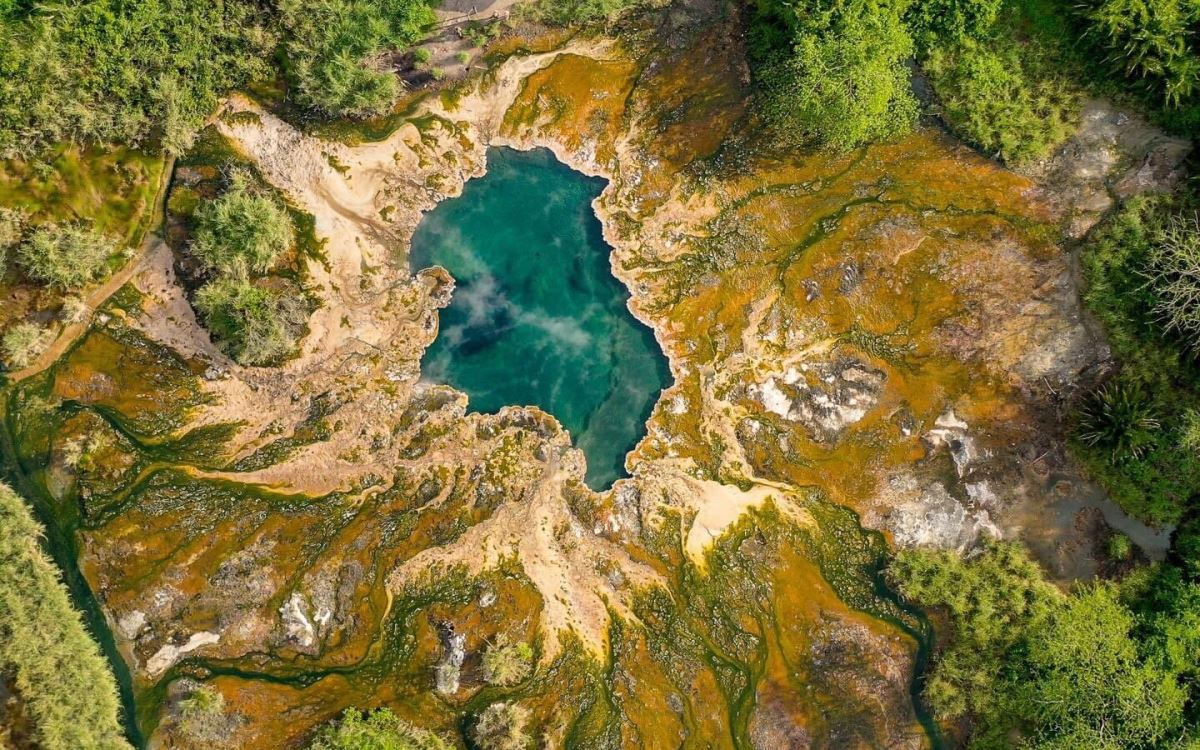 An aerial view of the Sempaya Hotsprings taken in Semuliki National Park located in Western Uganda.