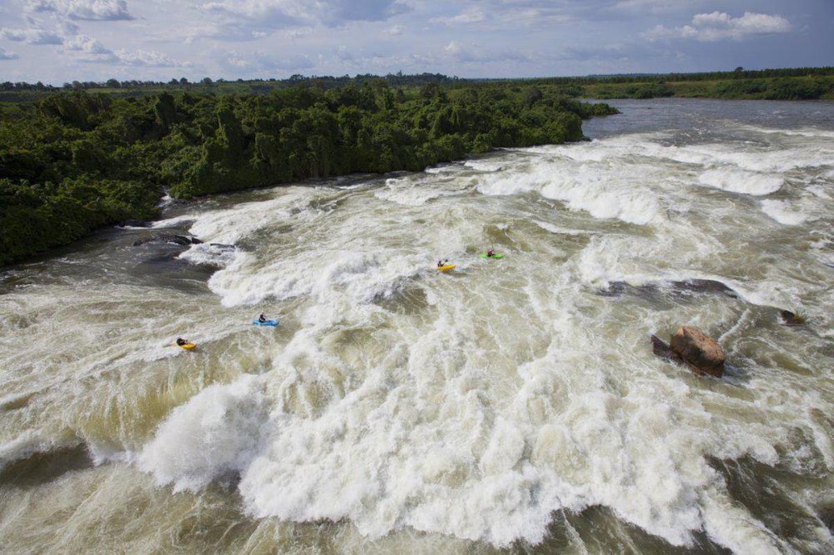 A photograph of the Itanda Falls taken during white water rafting on the Itanda Falls in Jinja in Eastern Uganda