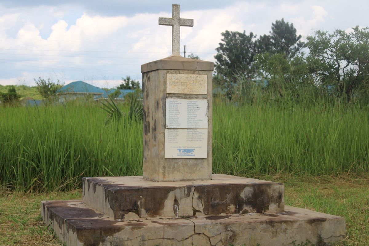 A photograph of the Lukodi Memorial Massacre site taken during a cultural tour in Gulu district, Northern Uganda