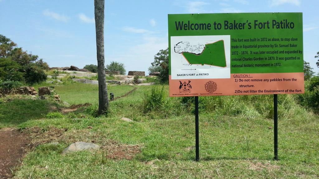 A photograph of the Fort Patiko's sign post taken during a cultural tour to Fort Patiko in Gulu district in Northern Uganda