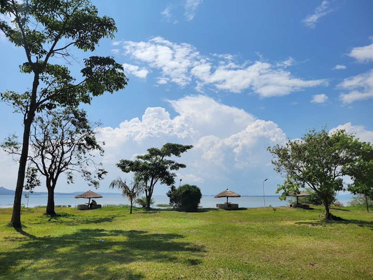 A photograph of the beach area at Buvuma Island Resort Hotel taken during a tour to Buvuma Island in Lake Victoria in Uganda