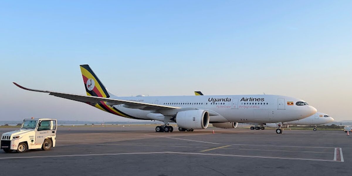 A photograph of an aeroplane taken during an Entebbe International Airport tour in Entebbe, Uganda