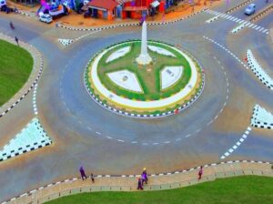A photograph of the aerial view of the Pallisa Roundabout taken during a tour to Pallisa town in Eastern Uganda.