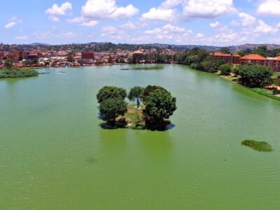 A photograph of the Kabaka's Lake taken during a Kampala City tour in Central Uganda