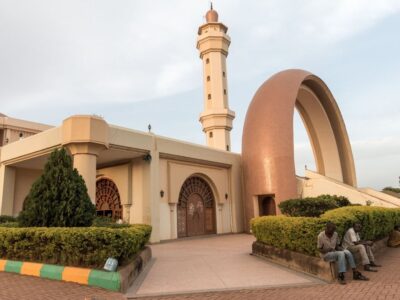 A photograph of the Gadaffi Mosque taken during a Kampala City tour in Central Uganda.