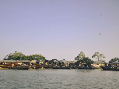 A photograph of boats on Musambwa Island taken during the Musambwa Island tour on Lake Victoria in Central Uganda.