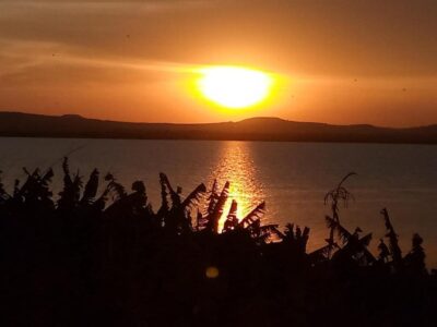 A photograph of the sunset taken during a sunset cruise at Lake Wamala in the Central region of Uganda