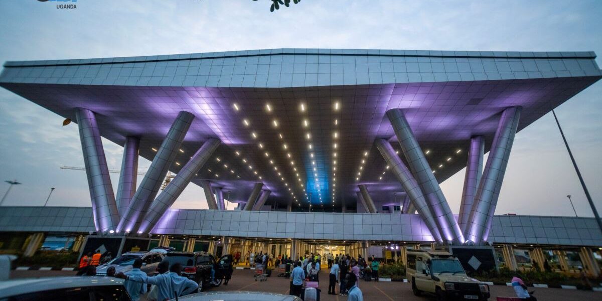 A photograph showing the main entrance at Entebbe International Airport taken during an Entebbe International Airport tour in Entebbe, Uganda
