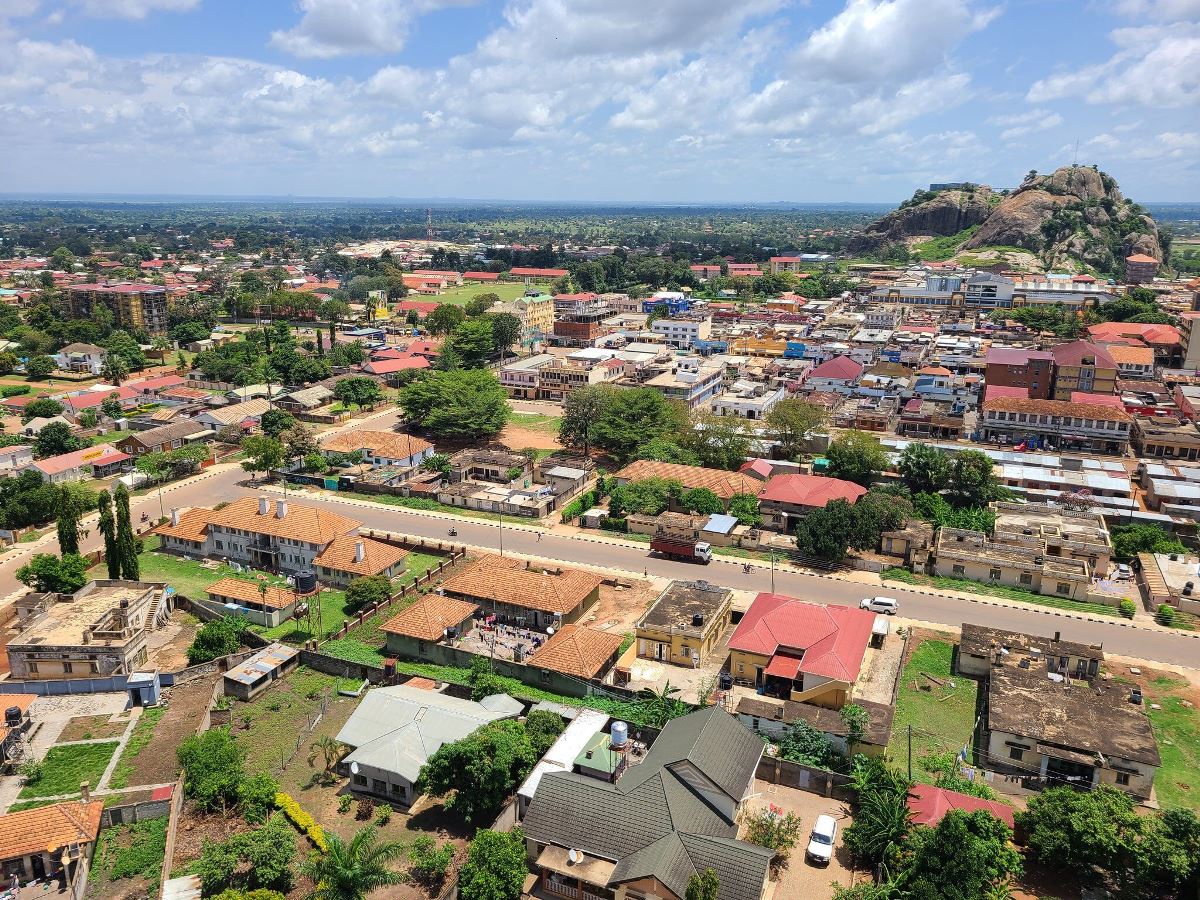 A photograph showing an aerial view of Soroti city taken during a city tour in Soroti in Eastern Uganda.