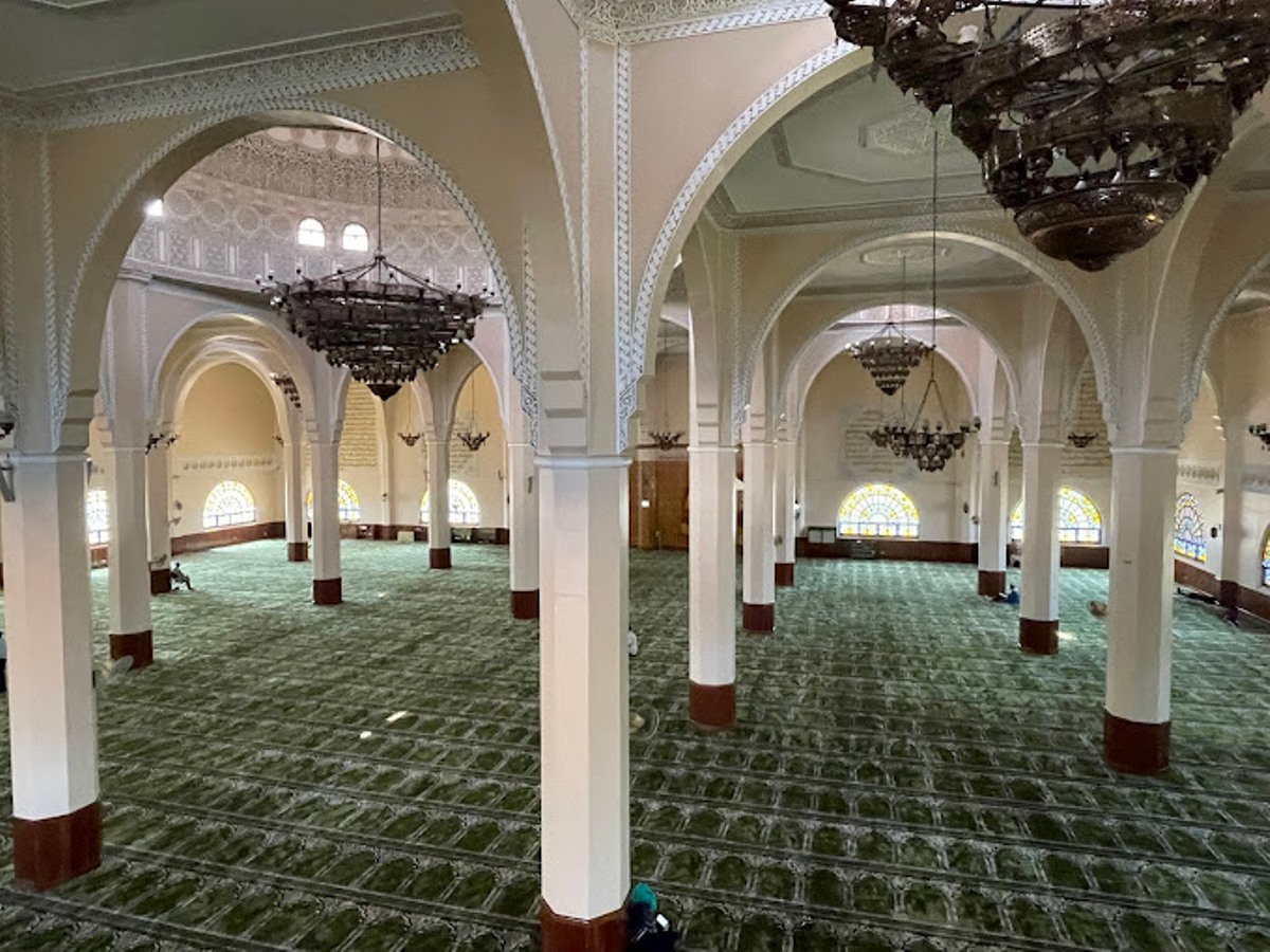 A photograph showing the interior of the Gadaffi Mosque taken during a Kampala City tour in Central Uganda.