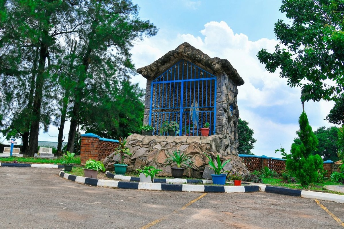 A photograph of the grotto taken from Rubaga Cathedral in Lubaga Central Division, Central Uganda.