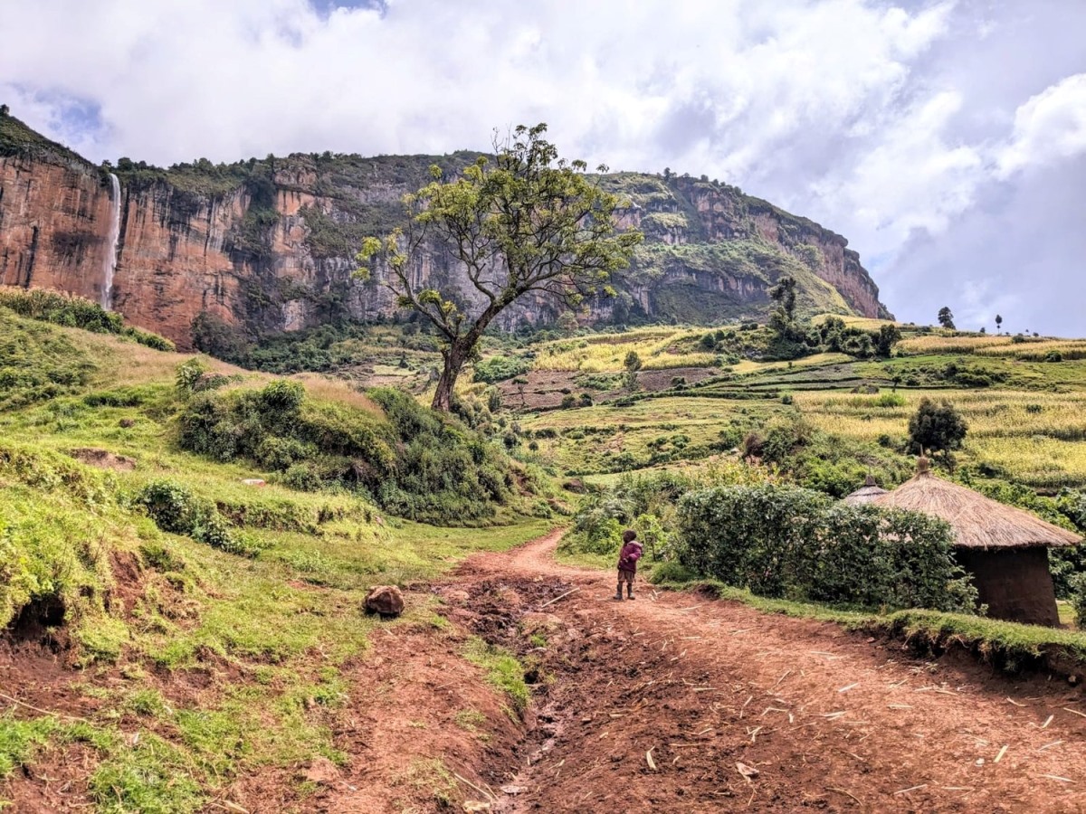 A photograph of the Mengia Waterfall taken during a tour to Kween District in Eastern Uganda.