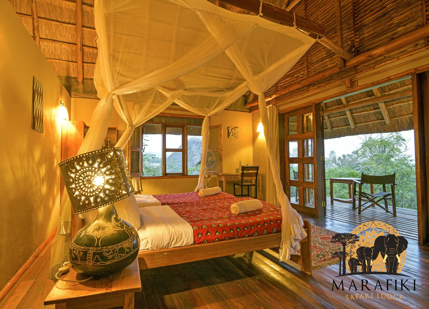 Thatched Cottage Bedroom inside Photo Marafiki Safari Lodge Kasese Uganda Western Region