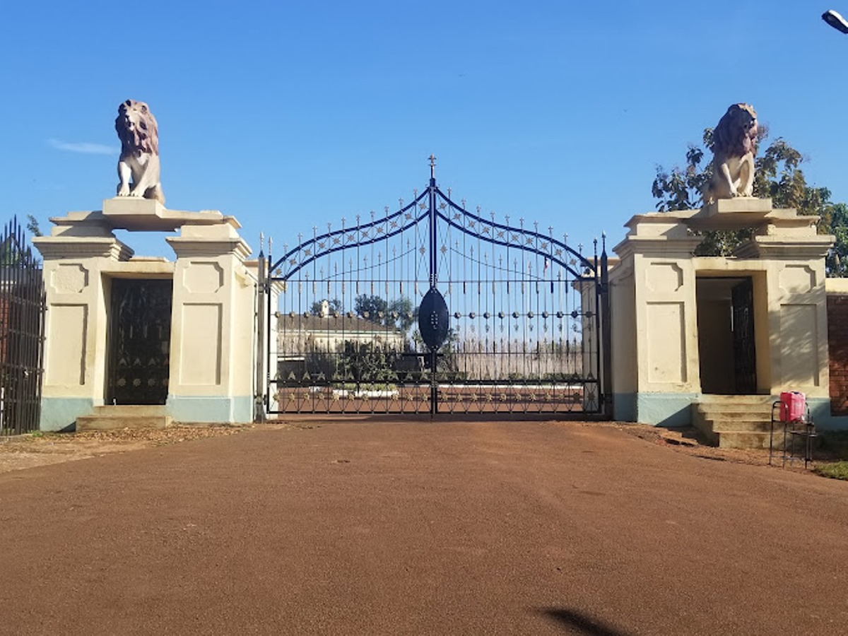 A photograph of the gate that leads to the Kabaka's Palace taken during a Kampala City tour in Central Uganda.