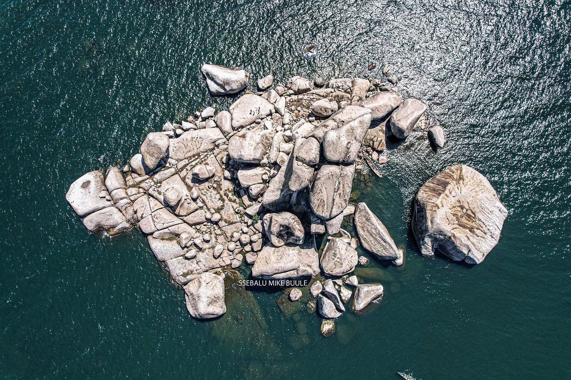 A photograph of the aerial view of Dolwe Island located in the North-Eastern region of Lake Victoria taken during a Dolwe Island tour.