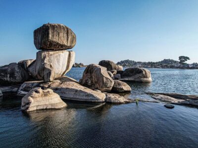 Photograph of the rocks taken during a Dolwe Island tour on the North-Eastern region of Lake Victoria, Uganda.