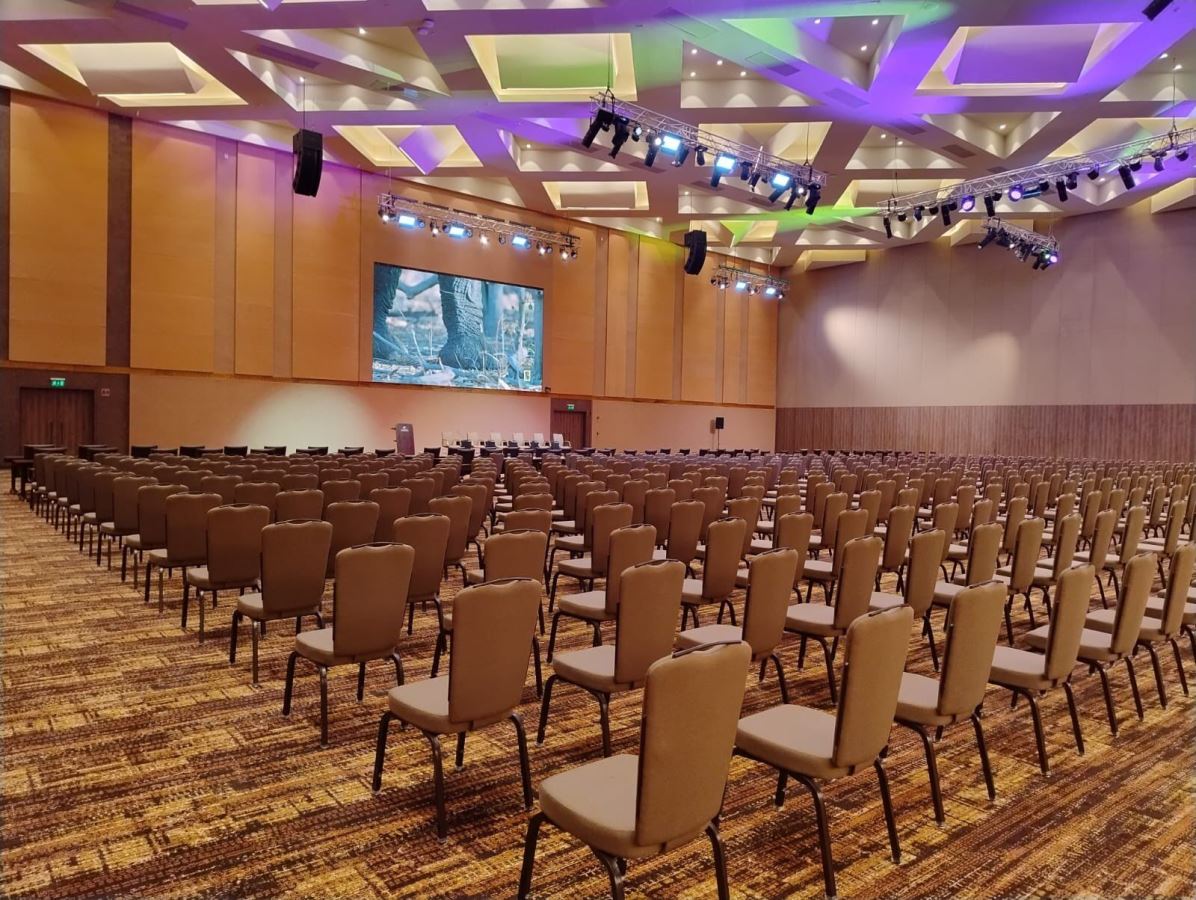 A photo of the conference room at the Speke Resort Convention Centre.