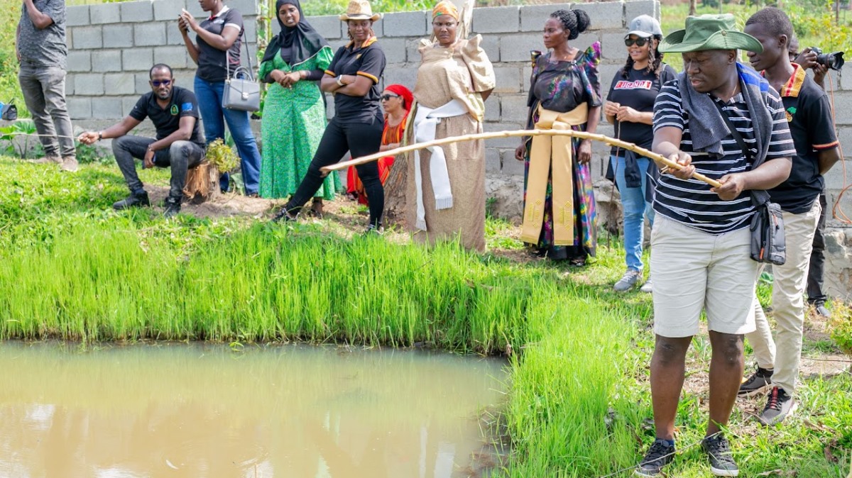 A photograph taken during the Fishing Experience at Ewaffe Cultural Village in Mukono, Eastern Uganda.