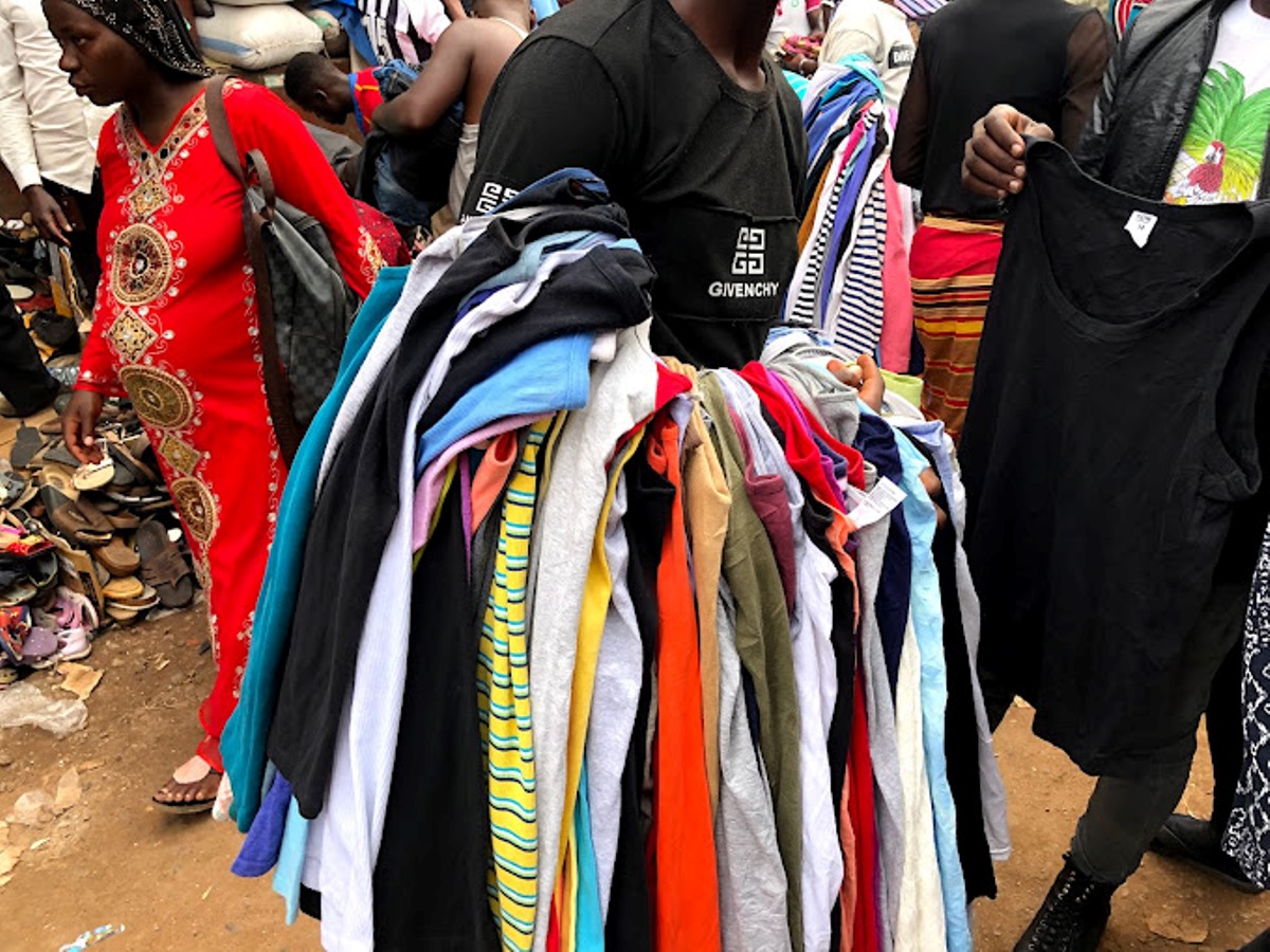 A photograph taken from Owino Market in Kampala, Uganda.