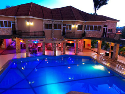 Outdoor swimming pool Night Photo Wash And Wills Hotel Mbale Uganda Eastern Region