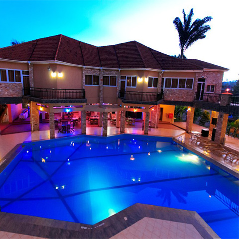 Outdoor swimming pool Night Photo Wash And Wills Hotel Mbale Uganda Eastern Region