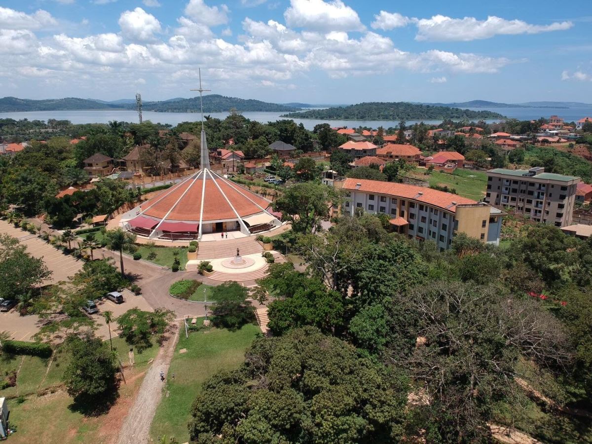 A photograph taken of the Munyonyo Martyrs' Shrine located in Kampala, Uganda.