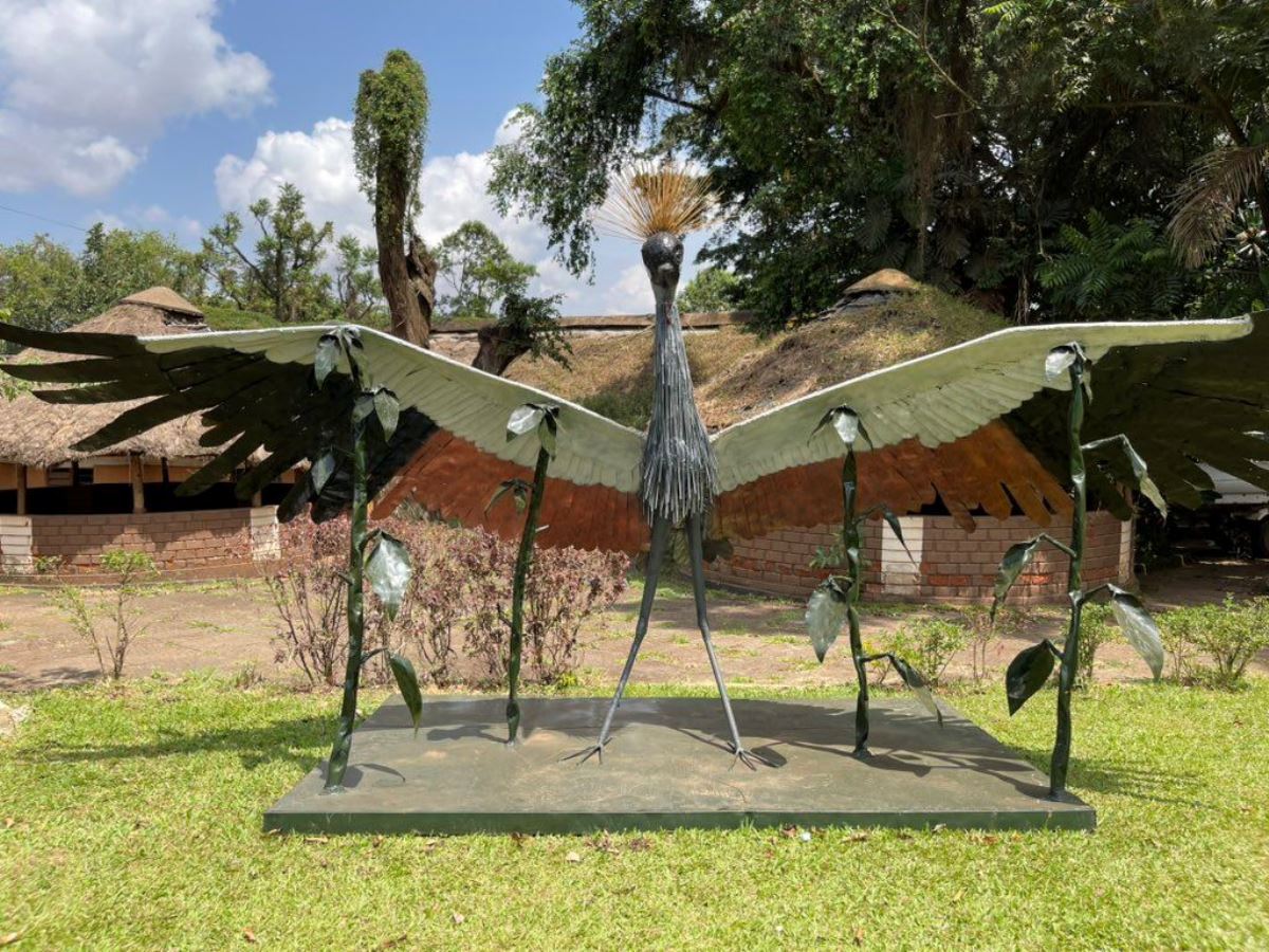 A photograph of a sculpture taken from the Nommo Art Gallery within the Uganda National Cultural Centre in Kampala, Uganda.