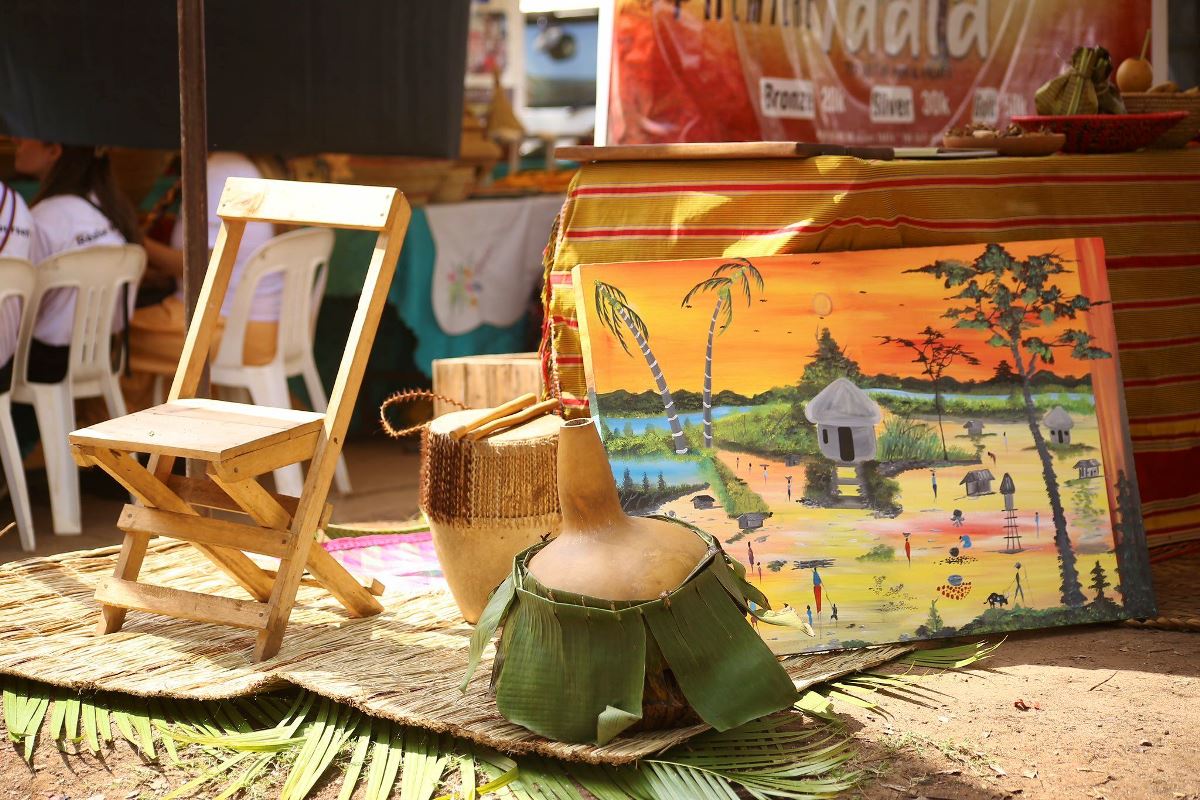 A photograph of crafts taken during a Cultural Show at the Uganda National Cultural Centre in Kampala, Uganda.