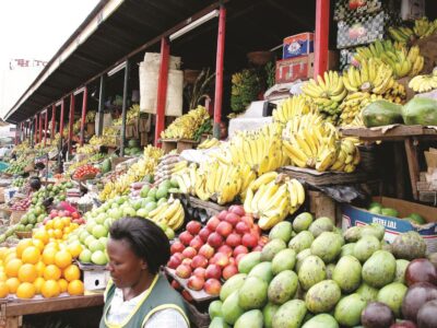 A photograph taken from Nakasero Market in Kampala, Uganda.