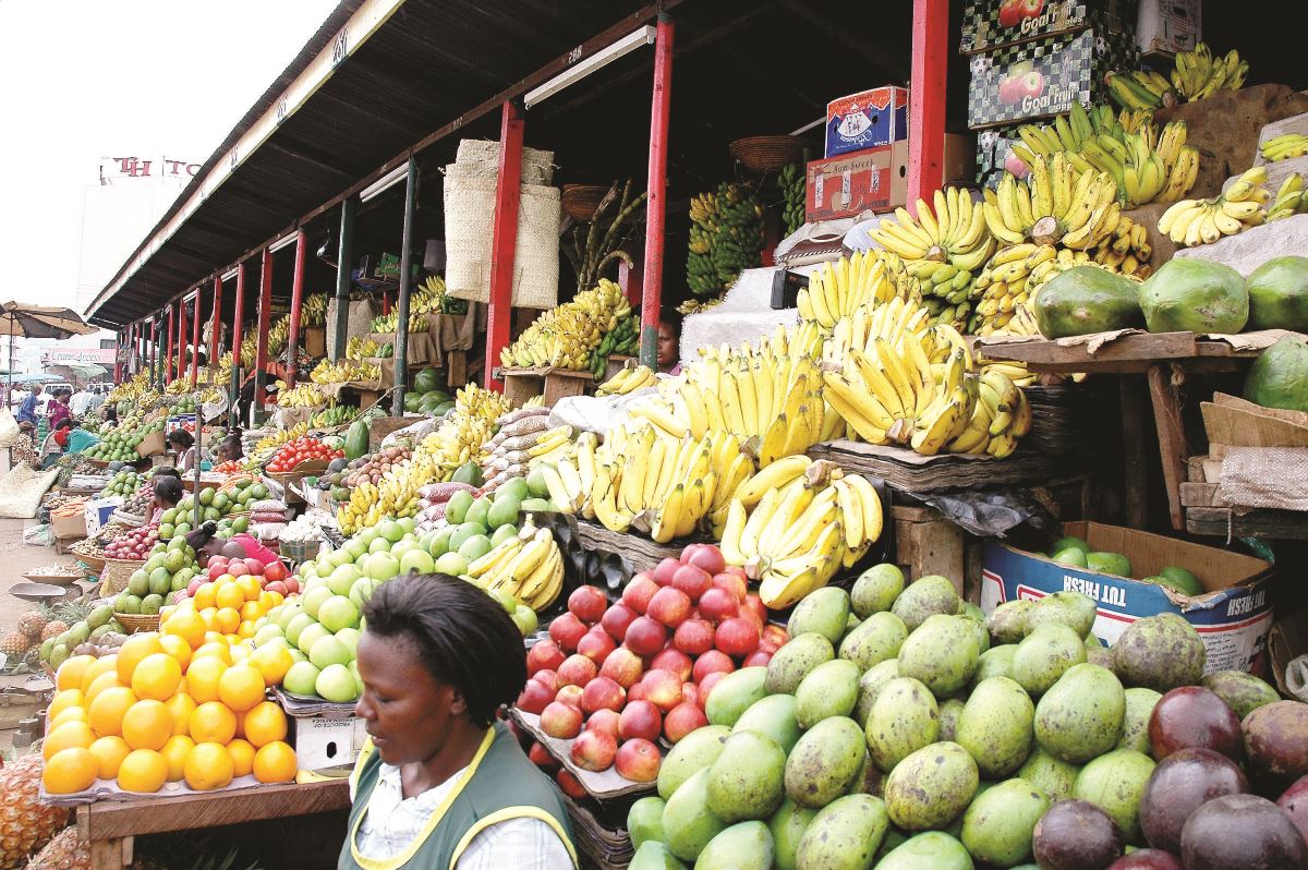 A photograph taken from Nakasero Market in Kampala, Uganda.