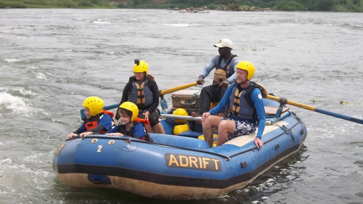 A photograph taken during a family rafting tour in Jinja in Eastern Uganda.