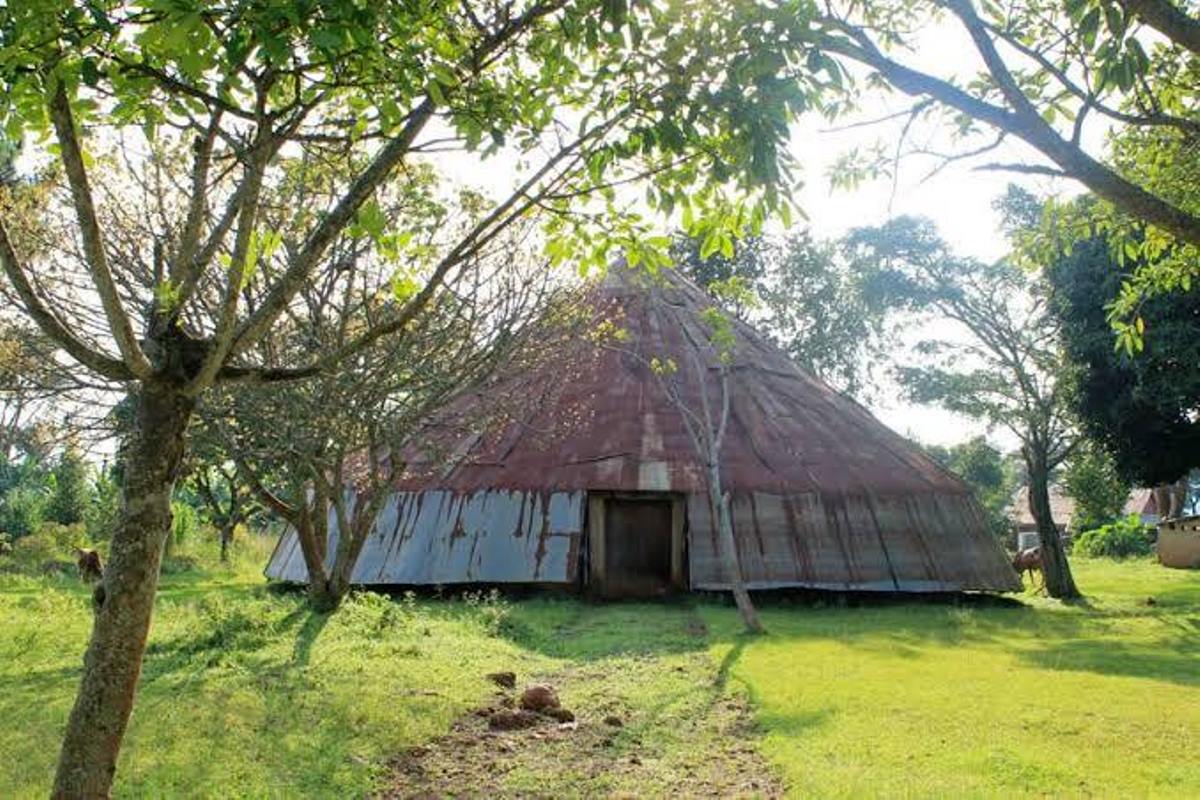 A photograph of the Buganda House taken from Naggalabi Buddo on Buddo Hill in Uganda