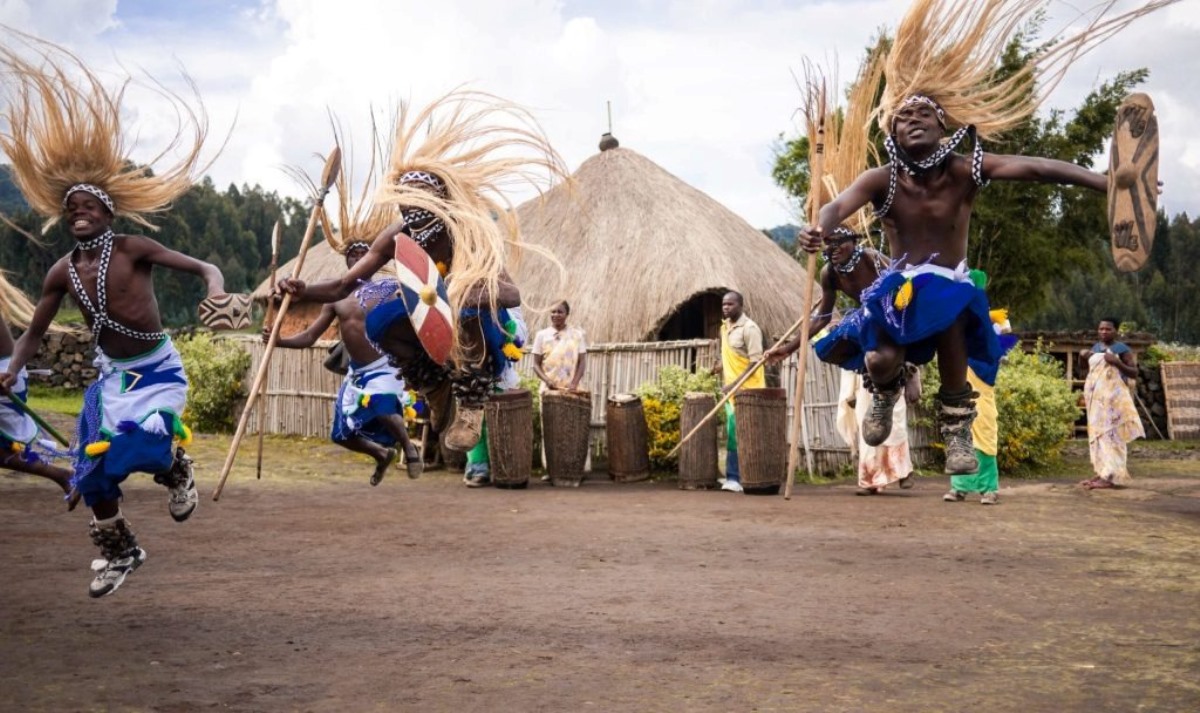 Photograph taken during a traditional dance in the Gorilla Guardians Village in Musanze District, Rwanda