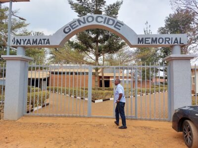 Photograph taken from Nyamata Genocide Memorial entrance in Rwanda during a historical trip