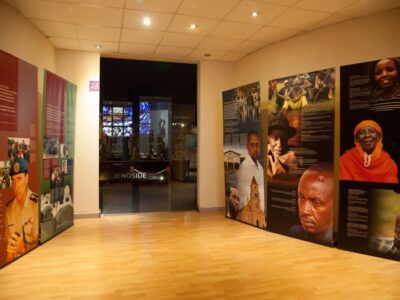 Photograph of the gallery at the Kigali Genocide Memorial taken during a historical tour in Rwanda