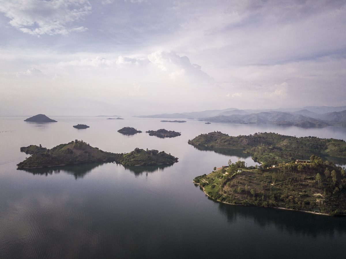 Photograph of the dotted islands on Lake Kivu in Rwanda