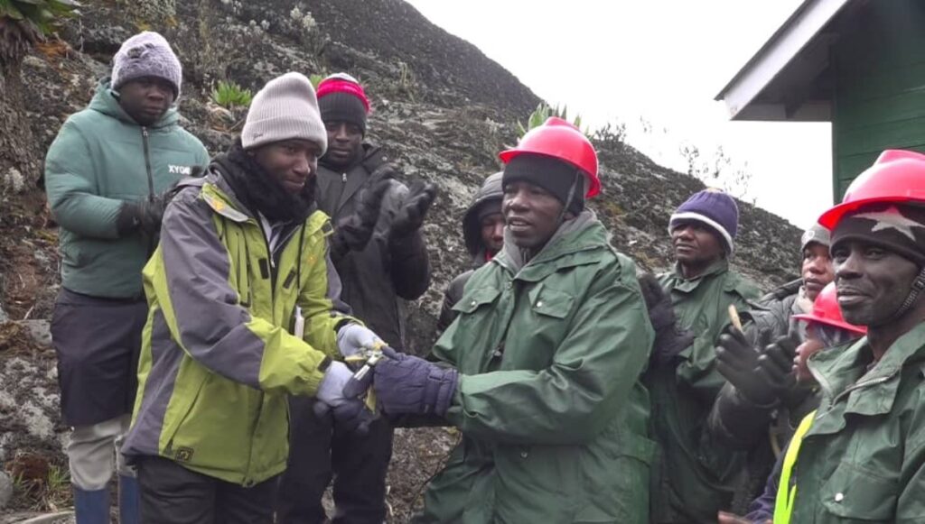 A photograph taken during the opening of the New Elena Camp in Rwenzori Mountain National Park in Western Uganda