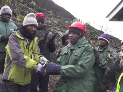 A photograph taken during the opening of the New Elena Camp in Rwenzori Mountain National Park in Western Uganda